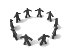 people holding hands in a circle